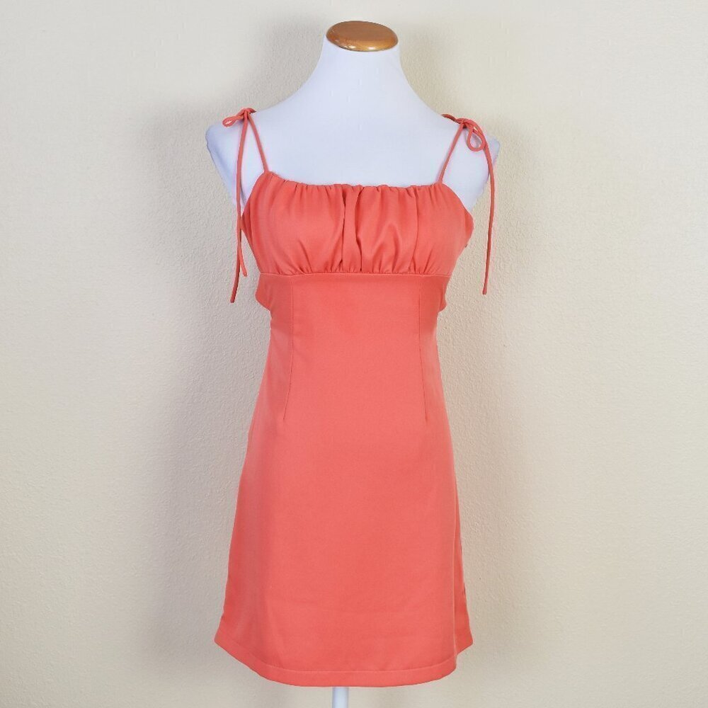 Hello Molly Tie Back Coral Mini Dress - XS